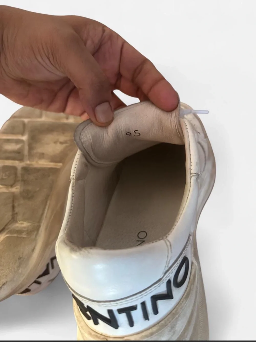 Valentino White Leather Low-Top Sneakers